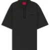 Zip-placket polo shirt in a cotton blend