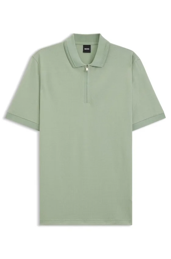 Zip-placket polo shirt in a cotton blend Zip-placket polo shirt in a cotton blend