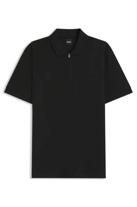 Zip-placket polo shirt in a cotton blend Zip-placket polo shirt in a cotton blend