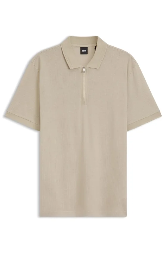 Zip-placket polo shirt in a cotton blend Zip-placket polo shirt in a cotton blend