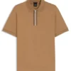 Zip-placket polo shirt in mercerised cotton