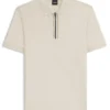 Zip-placket polo shirt in mercerised cotton