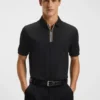 Zip-placket polo shirt in mercerised cotton