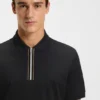 Zip-placket polo shirt in mercerised cotton