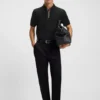 Zip-placket polo shirt in mercerised cotton
