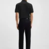 Zip-placket polo shirt in mercerised cotton