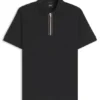 Zip-placket polo shirt in mercerised cotton