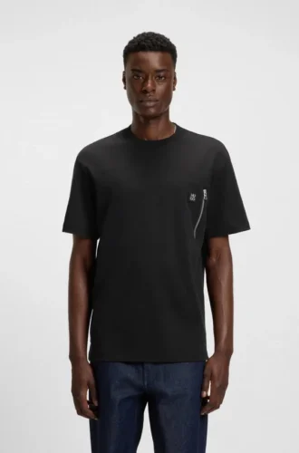 Zip-pocket T-shirt in interlock cotton