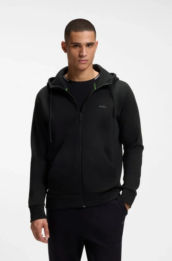 Zip-up hoodie in stretch cotton with logo print Zip-up hoodie in stretch cotton with logo print