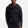 Zip-up hoodie in stretch cotton with logo print
