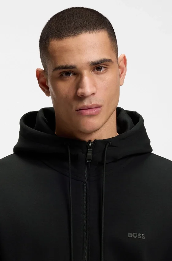 Zip-up hoodie in stretch cotton with logo print Zip-up hoodie in stretch cotton with logo print