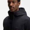 Zip-up hoodie in stretch cotton with logo print