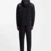 Zip-up hoodie in stretch cotton with logo print
