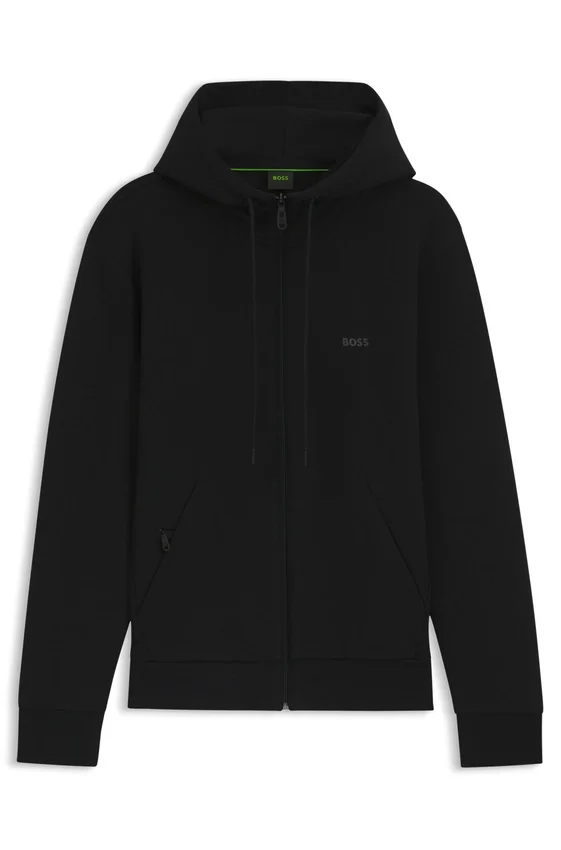 Zip-up hoodie in stretch cotton with logo print Zip-up hoodie in stretch cotton with logo print