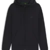 Zip-up hoodie in stretch cotton with logo print
