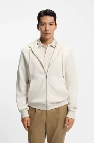 Zip-up hoodie with monogram hood