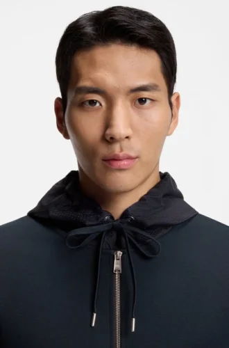 Zip-up hoodie with monogram hood