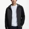 Zip-up hoodie with tonal textured jacquard