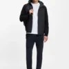 Zip-up hoodie with tonal textured jacquard
