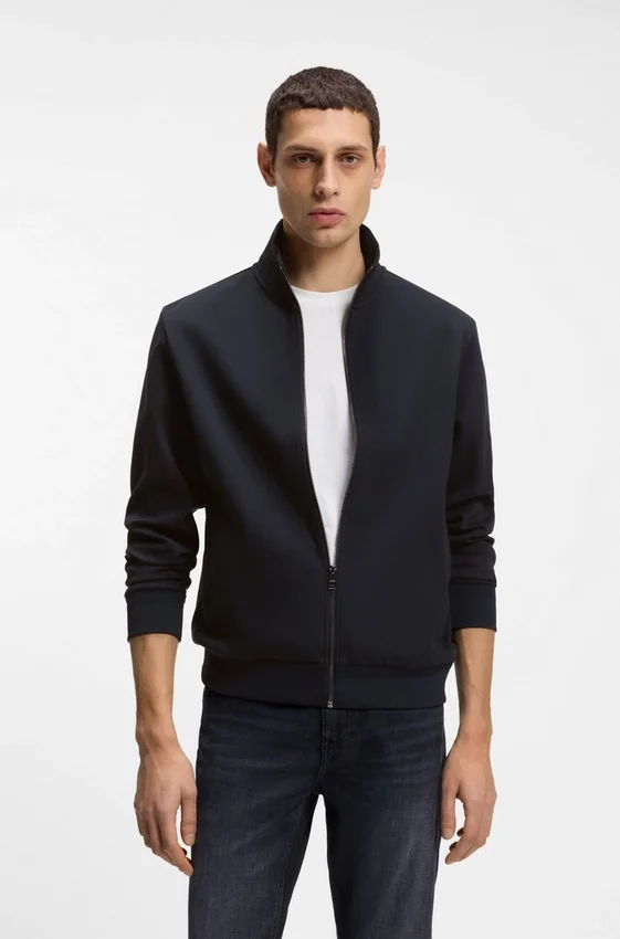 Zip-up sweatshirt in mercerized stretch-cotton piqué Zip-up sweatshirt in mercerized stretch-cotton piqué