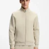 Zip-up sweatshirt in mercerized stretch-cotton piqué