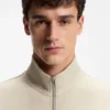 Zip-up sweatshirt in mercerized stretch-cotton piqué