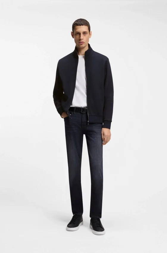Zip-up sweatshirt in mercerized stretch-cotton piqué Zip-up sweatshirt in mercerized stretch-cotton piqué
