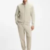 Zip-up sweatshirt in mercerized stretch-cotton piqué