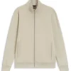 Zip-up sweatshirt in mercerized stretch-cotton piqué