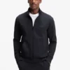 Zip-up sweatshirt in stretch cotton with logo print