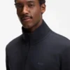 Zip-up sweatshirt in stretch cotton with logo print