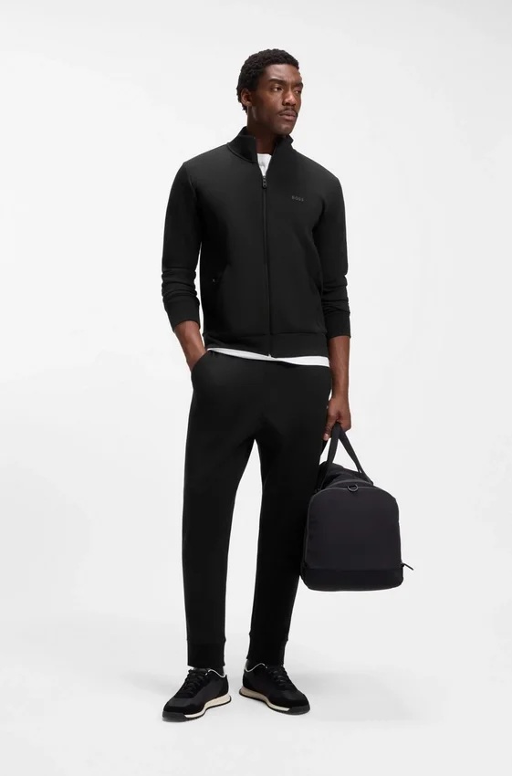 Zip-up sweatshirt in stretch cotton with logo print Zip-up sweatshirt in stretch cotton with logo print